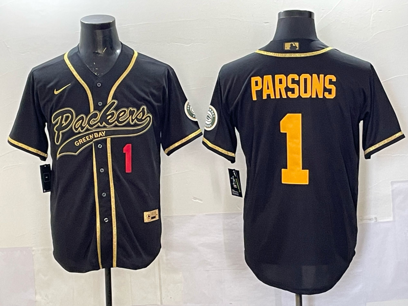 Men Green Bay Packers #1 Parsons black Nike NFL 2025 jersey 01